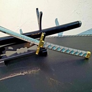 仿日輪刀模型收藏擺設/開信刀 24cm 現貨 霞柱 時透無一郎 連刀鞘刀架 同人誌作品 鬼滅之刃