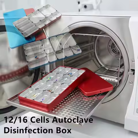 1PC Autoclave Disinfection Box 12/16 Cells Dental Bur Holder Block Sterilizer Case Endo Files Storag
