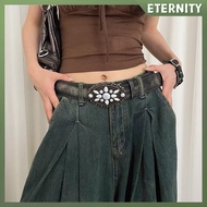 ETERNITY Vintage White Stone Bule Belt Engraved Flower Belt Embossed Leather Belt Boho Western Belt 