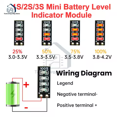 1S/2S/3S Mini Battery Level Indicator Module Lithium Battery Power Indicator Module Mini LED Battery