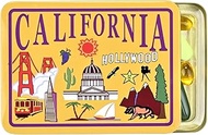 California State Fridge Magnet by Pillzar, Tin Portable Pill Box with 3 Compartments, Vitamin Organi