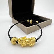 999.9黃金/足金/硬金招財貔貅金錢珠串飾 8mm 10mm
