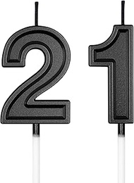 UVATAHONA 21st & 12th Birthday Candles, Black Number 21 12 Candle for Cake Decoration on Birthday Pa