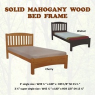 HUBERT Solid Mahogany Wood Single &amp; Super Single Bed Frame In Cherry &amp; Walnut Colour