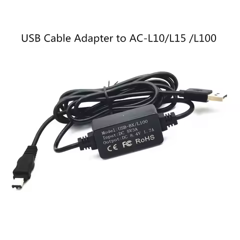 5V USB Drive Cable Power Adapter Charger AC-L10 AC-L15 AC-L100 For Sony DSC-F828 HXR-MC1500 HXR-MC20