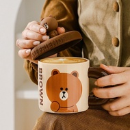 Terlaris ! Line Friends Mug A / Gelas Cangkir Mug Karakter Line Brown Cony Sally Keramik Hadiah Kado