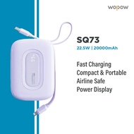 WOPOW SQ73 20000mAh Mini Power Bank with Built-in Lightning-Type-C Cables 22.5W/20W Fast Charging fo