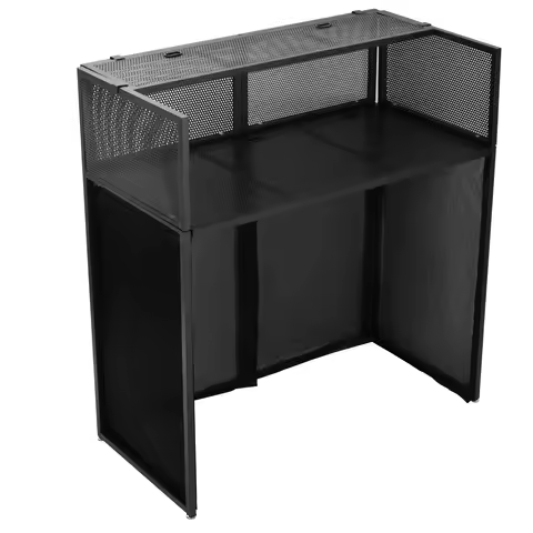 Portable DJ Booth 40x7.87in, Foldable DJ Table Stand with Black/White Scrims, Heavy-Duty Metal Frame