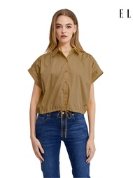 ELLE เสื้อเชิ๊ตผ้า COTTON แขนเกย ทรงCROP รุ่น W3B273