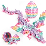 Naga Cetakan 3D dalam Telur, Naga Bersayap Fleksibel 9" Besar di Dalam - Pelangi, Mainan Misteri, Hi