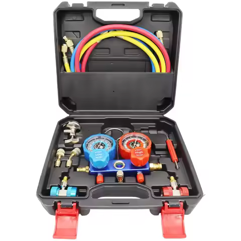 NEW Car Air Conditioning Pressure Manifold Gauge Hose Kit R22 R-410A R-134a R-404A Refrigerant Press