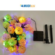 MODI ไฟประดับโซล่าเซลล์ 6เมตร30หลอด ไฟหวายบอล กันน้ำ IP 44 สีผสม (4สี เขียว/น้ำเงิน/แดง/เหลือง)ไฟแต่