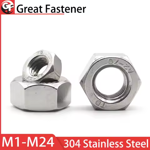 1-100pcs A2-70 304 Stainless Steel Hex Hexagon Nut for M1 M1.2 M1.4 M1.6 M2 M2.5 M3 M4 M5 M6 M8 M10 