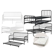 [CRAZY COMBO DEAL]  KitchenZ Single Trundle Bed/Pop-out Day Bedframe White/Black + Single 3x5FT Matt