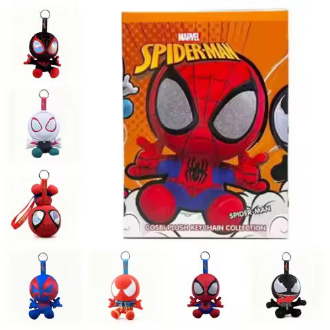 @@In stock Original Hottoys Marvel Spider Man Cosbi Blind Box Plush Bag Pendant Kawaii Spider Man Su