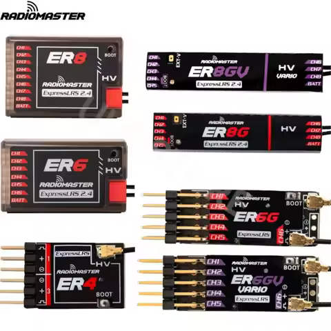 Radiomaster PWM Receiver ER4 4CH/ER6 ER6G ER6GV 2.4G 6CH/ER8 ER8G ER8GV 8CH CRSF ExpressLRS 2.4Ghz 1