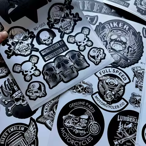 for Harley Triumph Moto Guzzi Royal Enfield Vespa Motorcycle PVC Stickers Helmet Body Fuel Tank Wind