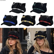 CLEIGHTEEN8H Newsboy Cap, Plaid Pattern Y2K Cat Ear Beret,  Adjustable Octagonal Hat Women Men