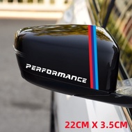 A Pair Racing Rearview Mirror Tricolor Stripes White Letters Waterproof Envelope Stickers Suitable F