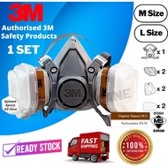 [ORIGINAL] 3M 6200 Reusable Respirator + 3M 6051 A1 + 3M 5935 P3 R + 3M 501 (7 Pieces Set) Gas Mask 