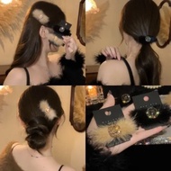 Korean Retro Court Style Hairpin Girls Plush Side Clip Exquisite High-end Autumn and Winter Hair Acc