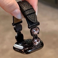 Classy kt Diamond-Studded Lychee Pattern Leather Suitable for iwatchs11 Apple Watch Strap AppleWatch