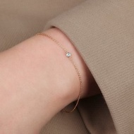 天然鑽石 單顆包鑲 純 18K 白金 黃金 玫瑰金 客製可調整手鍊
