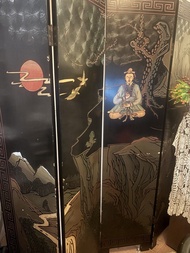 古董摺屏風 裝飾畫 中國風 人物山水