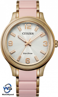 Citizen FE7078-85A Analog Eco-Drive Pink Gold Tone Stainless Steel Case Band Ladies / Womens Watch