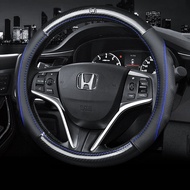 Honda Carbon fiber Car Steering Wheel Cover (Blue Lining) Accessories 38cm for Accord City Civic Brio CRV HRV Jazz Odyssey Vezel Stream CRZ Jade Mobilio URV Greiz Fit Freed GK5