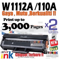 2X Compatible to HP W1112A  W1112X W1110A Laser Toner For HP Laserjet 108 108A 108w HP 136 MFP 136a 