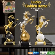Golden Horse Statue Home Decoration Horse on Horse Ball Display Horse Decoration Work Table