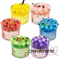 CHIHIRO11Z9D Jelly Cube Slime, Non-Sticky 300ml/70ml Slime Kit, Soft Glitter Fruit Crunchy Stress Re