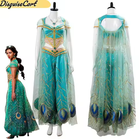 Fantasia Peacock Princess Cosplay Dress Crown Adult Women Clothing Movie Naomi Scott Costume Clothes