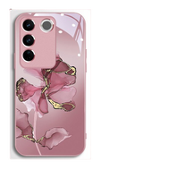 Samsung S23 Ultra Case S23FE S22Ultra S24Ultra Marble Flower Pattern Glass Hard Phone Casing A54 A52