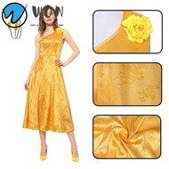 WON Judy Cosplay Dress, Floral Dress Yellow Zootopia Costume, Girls Costume with Headwear Judy Hopps