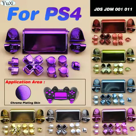 For PlayStation Dualshock 4 PS4 Controller R2 L2 R1 L1 Trigger Buttons Dpad ABXY Keypad Plating Kit 