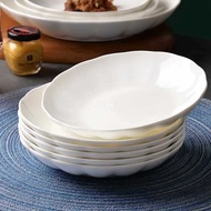Tangshan White Plate round Pumpkin Deep Plates Bone China Tableware Plate Household Dinner Plate Soup Plate Meal Tray Ce