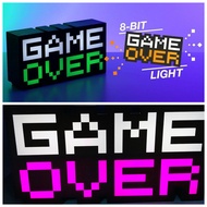 GAME OVER LED Sign Voice Control Game Icon Night Light Colorful Light Acrylic Atmosphere Neon Bar La