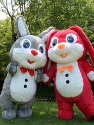 Inflatable ปีใหม่กระต่ายเครื่องแต่งกาย ชุดสูท Carnival Walking Easter Bunny น่ารัก กระต่ายตัวอักษร P