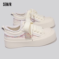 Semir รองเท้าผ้าใบผู้หญิง ฤดูใบไม้ผลิและฤดูใบไม้ร่วง สไตล์ใหม่ รองเท้าผ้าใบสีขาว สวมใส่สบาย สวมใส่ได