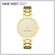 Nine West Gold Tone Metal Watch with Crystals NW2098CHGB