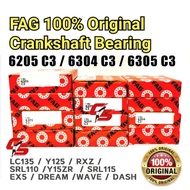 FAG CRANKSHAFT BEARING 100% ORIGINAL 6305 6205 6304 C3 Y15ZR Y125 SRL110 SRL115 LC135 DREAM WAVE EX5 RXZ