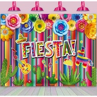 7x5ft Mexican Fiesta Party Colorful Stripes Backdrop Summer Cinco De Mayo Party Cactus Taco Colorful