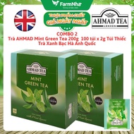 (Combo of 2) Ahmad Mint Green Tea 200g 100x2g Tin Bag – Fresh and Refreshing Mint Green Tea