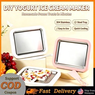 Home Mini Yogurt Stir Fry Machine-Ice Cream Maker Roll Up Tray, Food-Grade Stainless Steel, Easy to 