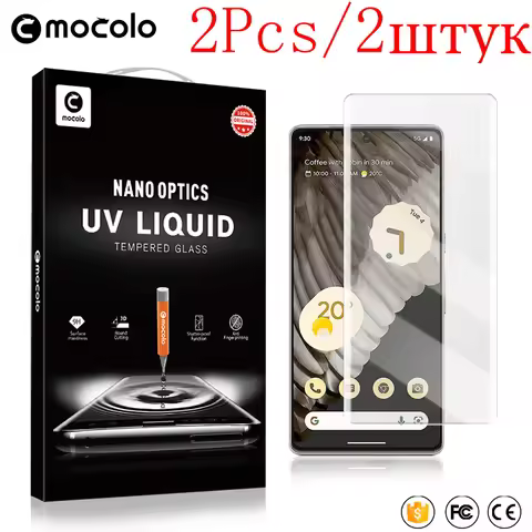2Pcs Mocolo UV Liquid Full Screen Tempered Glass Film On For Google Pixel 6 7 Pro Pixel6 Pixel7 Pixe