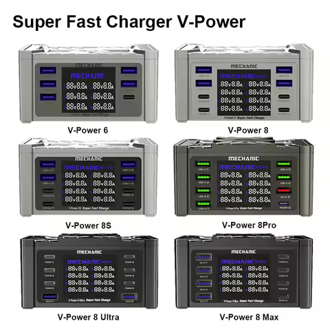 MECHANIC V-Power 6 8 8S 8Pro 8Ultra 8Max Multi-port Super Fast Charger with QC3.0 PD USB Charging Po