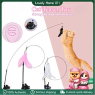 Interactive Cat Teaser Cat Wand Toy Powerful Suction Cup Toys Retractable Replacement Feather Heads