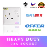 (SIRIM) 13A Double Switch Socket / Dua socket / Twin socket / PVC SOCKET / SOCKET DOUBLE / DOUBLE SO